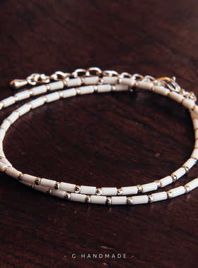 新中式串珠叠戴镀银锁骨链