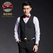 Bộ đồ cưới nam vest vest phù hợp với chú rể ba mảnh phiên bản Hàn Quốc của chú rể đẹp trai mặc váy cưới phù rể - Dệt kim Vest