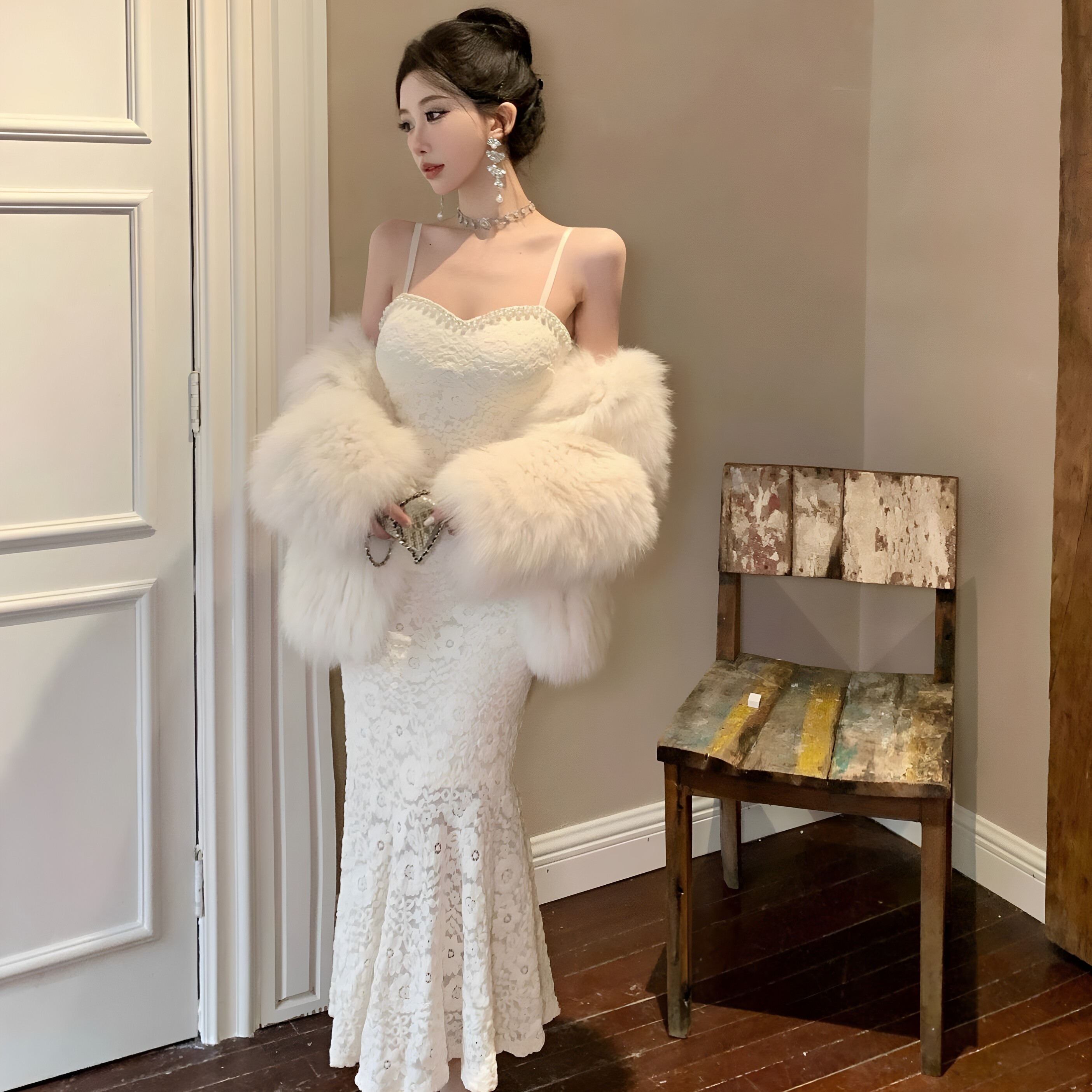 抹胸吊带连衣裙女夏收腰鱼尾长裙