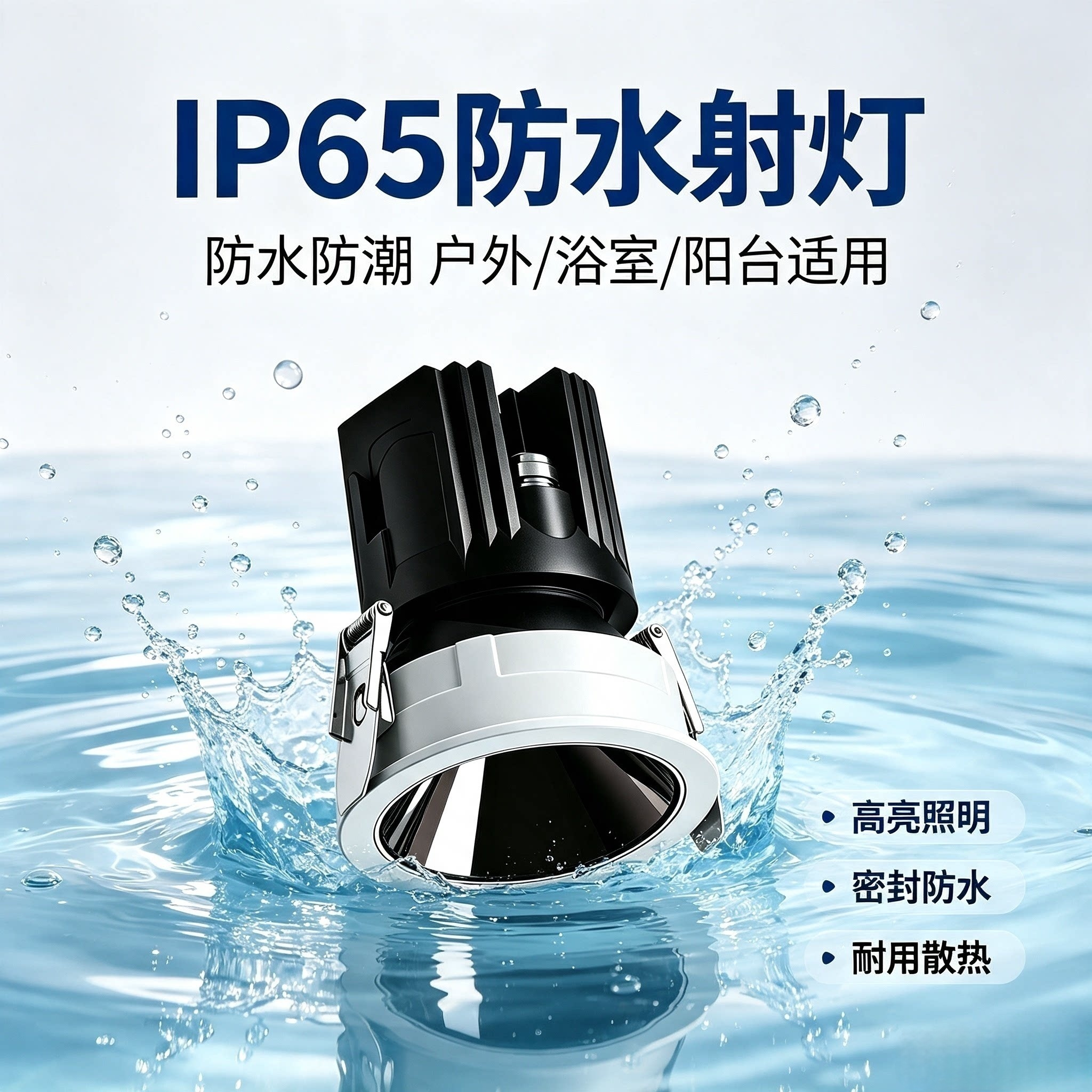 防水全光谱防眩智能射灯嵌入式家用护眼电视墙无主灯厨房卫生间用