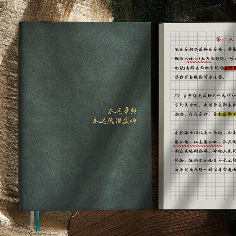 方格本网格款格子线手帐像素画坐标笔记本本子复古a5画画本学生简约ins风加厚日记本软皮记事本定制可印LOGO