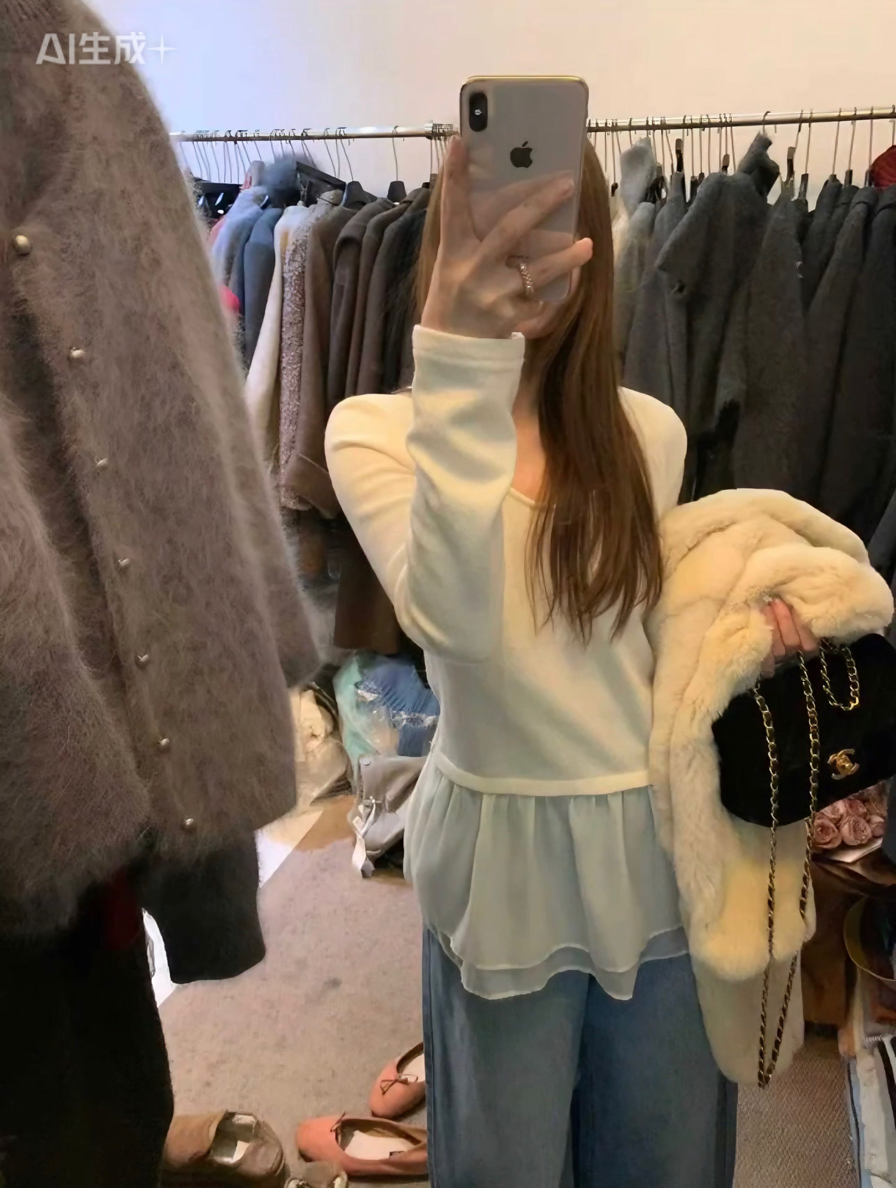 网纱拼接U领长袖打底衫女 洋气独特超好看小衫修身叠穿内搭上衣,女装/女士精品,毛针织衫,淘宝优惠券,粉丝福利购,淘宝优惠卷