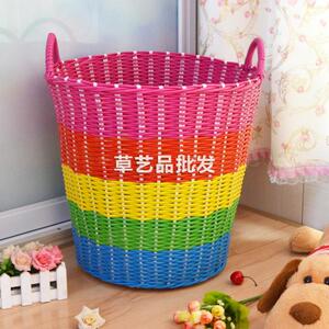 大号收纳篮塑料编织篮脏衣篓手编洗衣篮玩具桶仿藤编收纳筐收纳篮