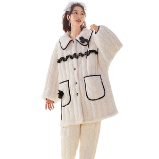 【商场同款】造福鸟睡衣女冬季夹棉加绒加厚两件套可外穿家居服