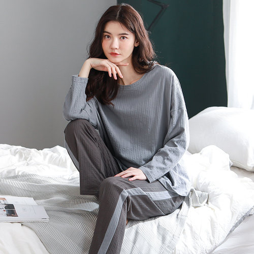 新款睡衣女春秋季纯棉两件简约