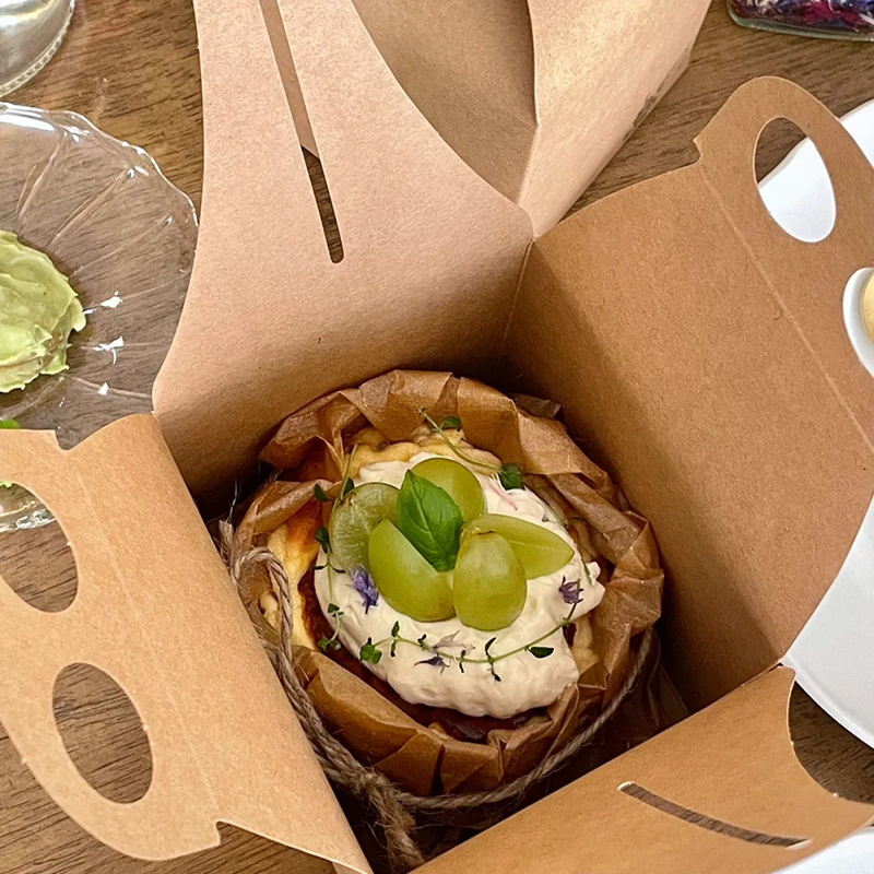 吉派西点盒牛皮色巴斯克蛋糕盒