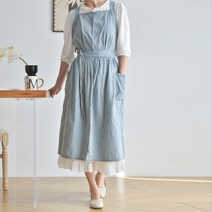 牛仔围裙工作围裙定制花店女士男布料时尚 餐饮专用咖啡师家用厨房