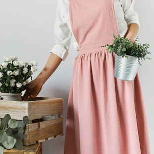花艺师厨房家用2025新款 日系文艺围裙美甲陶艺 棉麻 时尚 定制 薄款