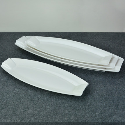 密胺仿瓷加大长方形鱼盘翘嘴白水鱼特色长条带鱼盘商用私房菜餐具