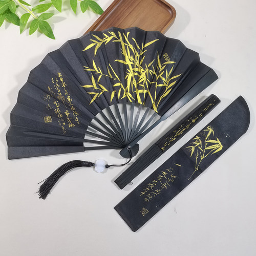 8寸双面烫金折扇男女通用绢扇子