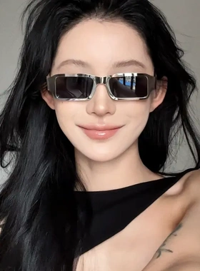 港风复古高级感金属方形街拍嘻哈眼镜潮男款方框夏ins复古太阳镜
