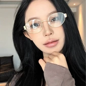 素颜清冷高智感可配度数韩版 椭圆金属金丝方圆脸显瘦近视眼镜欧美