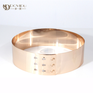 女士装 镜面配饰金属腰带镜面银色 饰腰封小众设计金色礼服皮带卡式