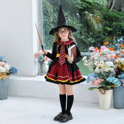 万圣节儿童服装魔法女巫装女孩哈利波特COS服装学院女童表演服装