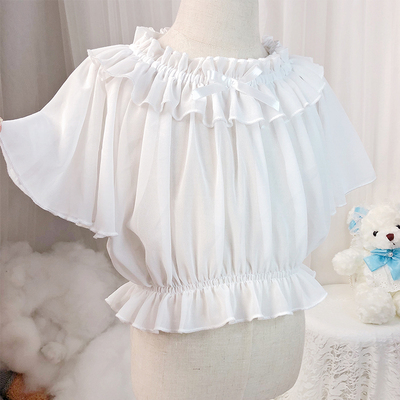 taobao agent Children's short white shiffon shirt, long-sleeve, Lolita style