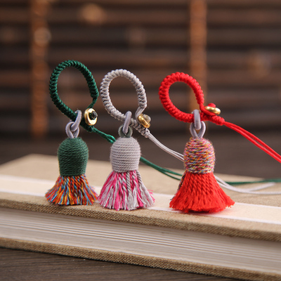 手工编织金刚结钥匙扣挂绳藏式流苏吊穗文玩绳汉服装饰压襟挂件