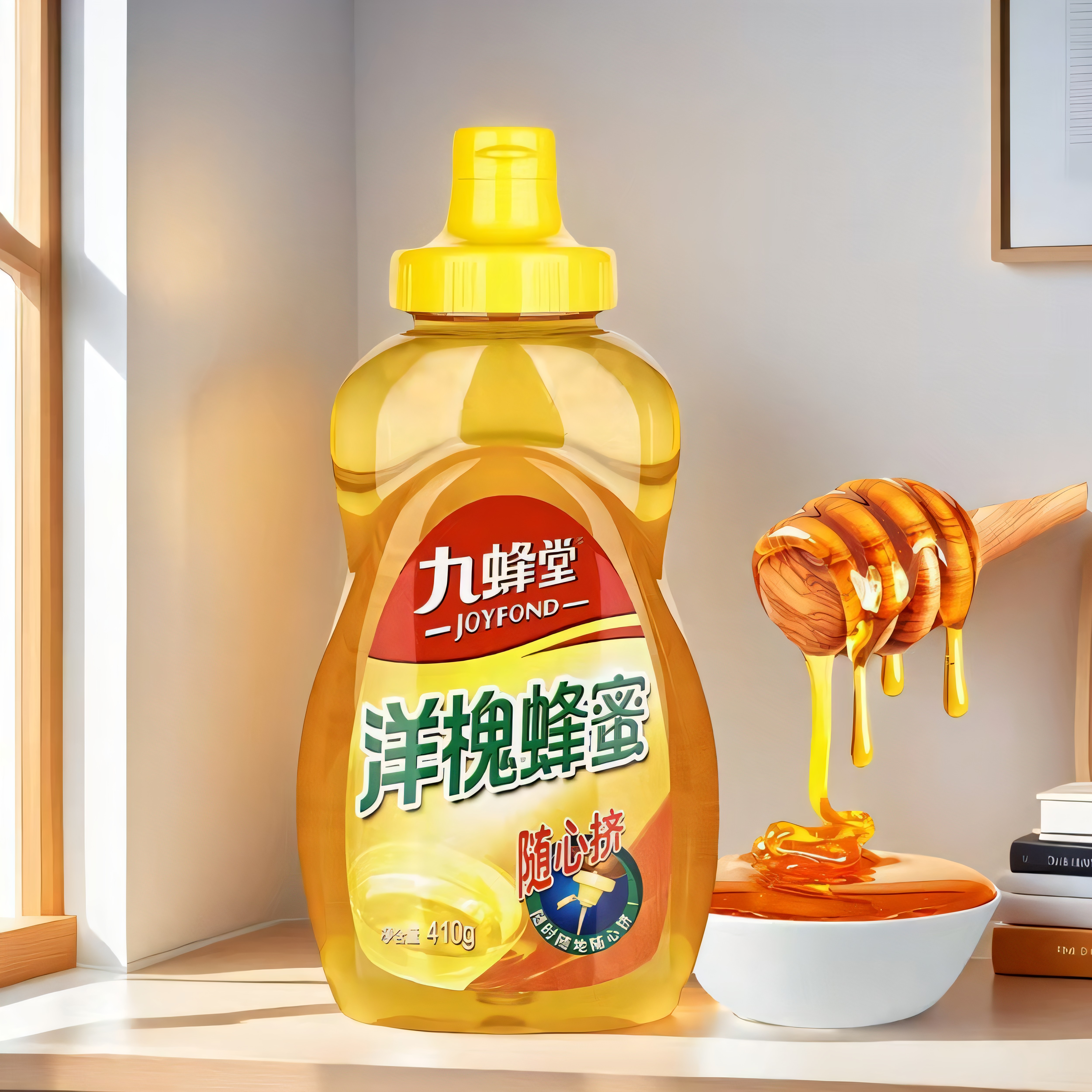 九蜂堂410克洋槐蜂蜜槐花蜜秦岭纯正天然健康随心挤瓶盖便携装