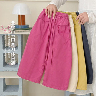 直筒束脚卫裤女童休闲弯刀裤洋气裤子春