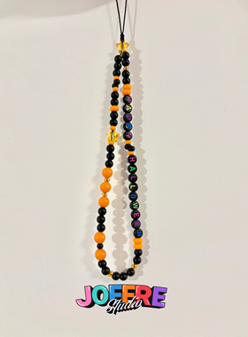 JOFFRE原创万圣手机挂链ccd相机链橙黑配色HAPPY HALLOWEEN挂链