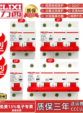 德力西大电流小型断路器空气开关DZ47-125C80D100C125C型D型1P~4P