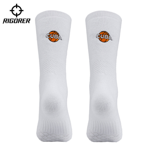 准者CUBA赞助同款运动袜中筒袜毛巾篮球跑步球员精英刺绣袜子透气