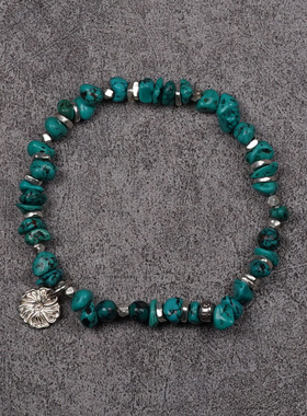 pohier宝喜儿天然绿松石纯银手链