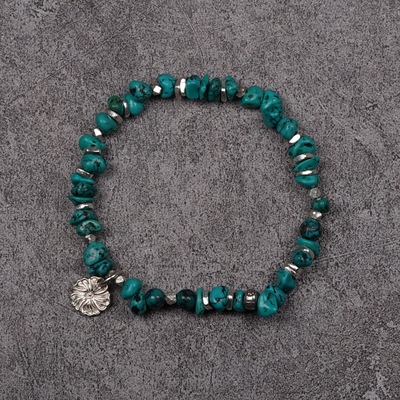 pohier宝喜儿天然绿松石纯银手链