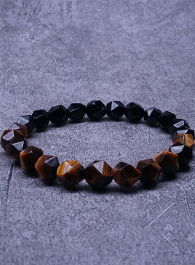 pohier宝喜儿切面虎眼石玛瑙手链