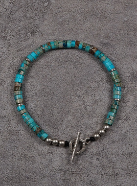 POHIER绿松石银珠手链