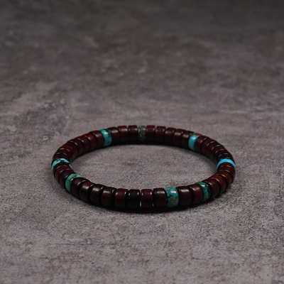 pohier原矿绿松石小叶紫檀手串