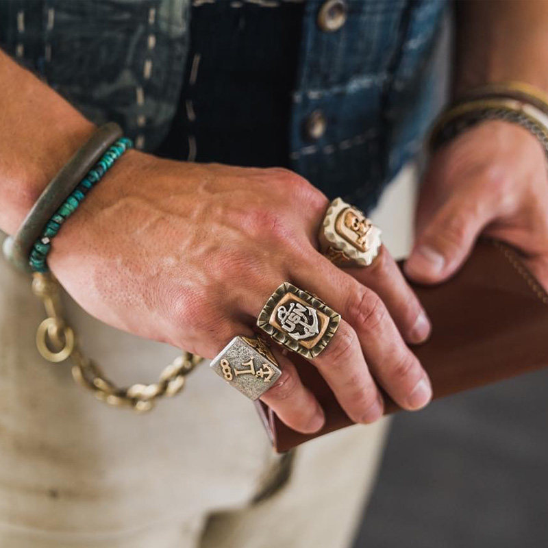 pohier小众设计师高桥吾郎天然原矿绿松石银珠手链女男情侣串