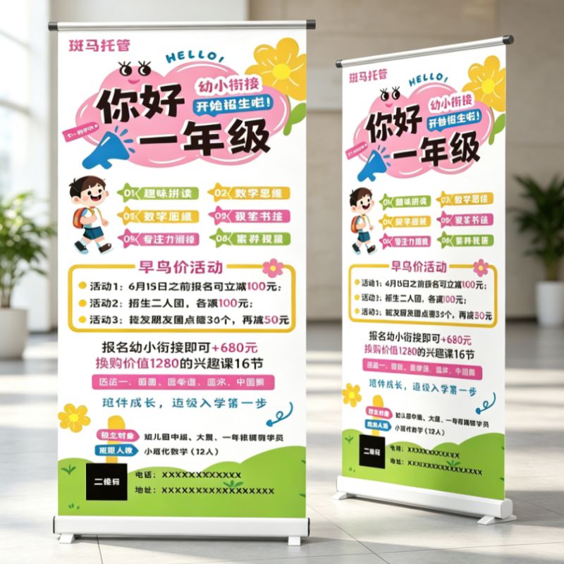 艺术托管班寒暑假招生海报展架