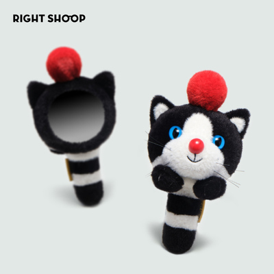 右店可爱黑猫便携原创手持补妆镜