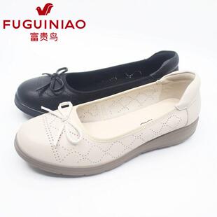 妈妈鞋 富贵鸟女鞋 镂空牛皮矮跟女单鞋 2025夏新款 K551805C 凉鞋