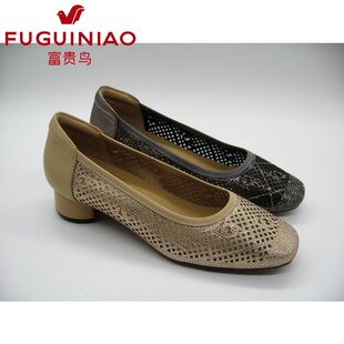 低跟鞋 富贵鸟正品 女鞋 百搭烫钻镂空时装 K567231Q 2025春夏新款