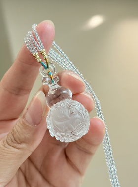 天然白水晶葫芦九尾狐多层项链