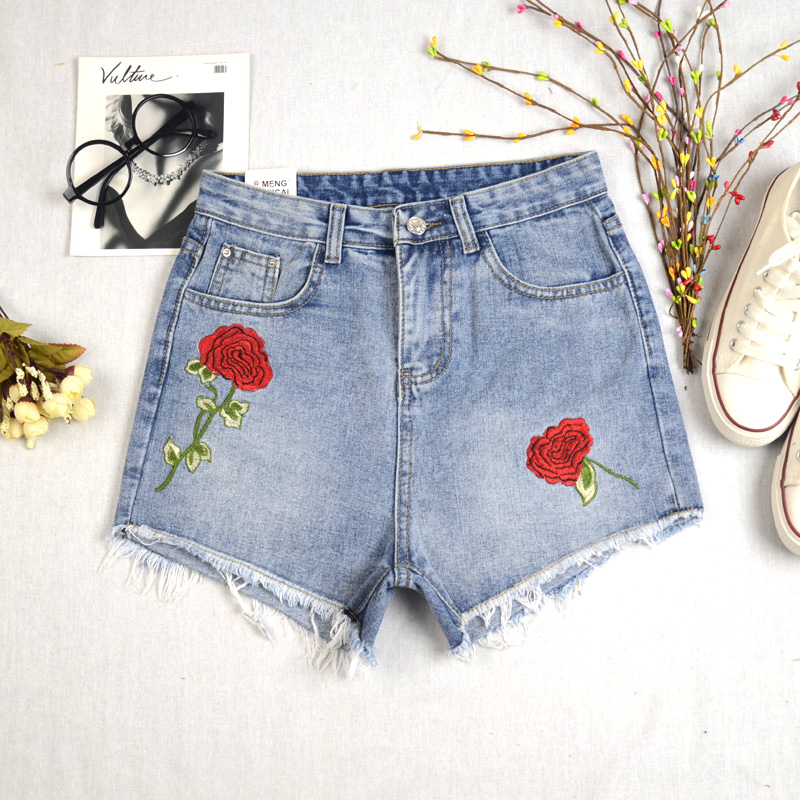 Ôµ¥º«°æÅ®×°Ïļ¾¿íËÉÀ«½Å¿ãÐÞÉíÏÔÊÝ´ÌÐå¶Ì¿ã¸ßÑü°Ù´îÅ£×ÐÈȿ㳱