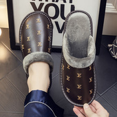 欧式 男女居家室内保暖防滑静音家用地板拖鞋 大牌真皮秋冬季 棉拖鞋