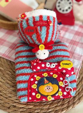 原创手工定制宠物衣服狗狗猫咪秋冬毛绒春节可爱连帽马甲泰迪西施