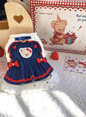 原创手工定制宠物衣服狗狗猫咪秋冬加厚甜美家居女仆裙泰迪博美约