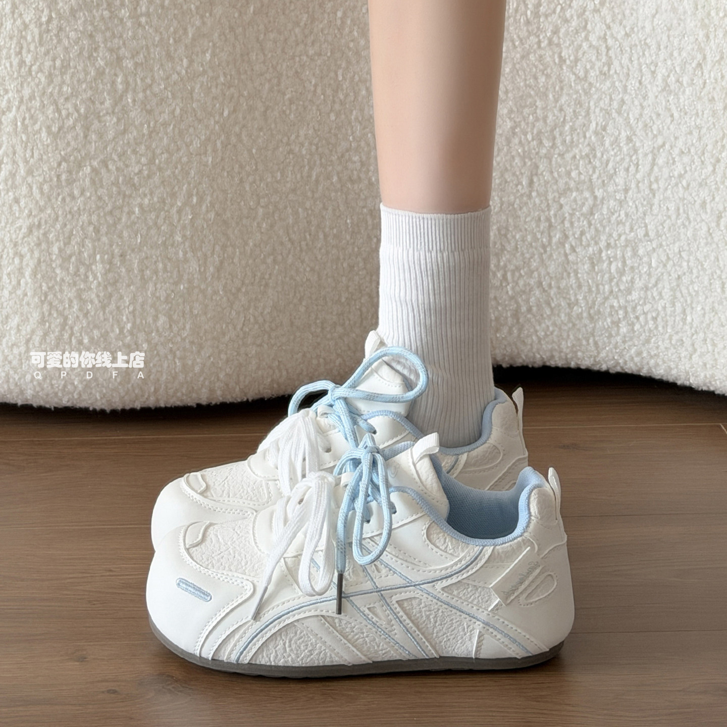 可爱的你厚底增高小白鞋女秋新款图片