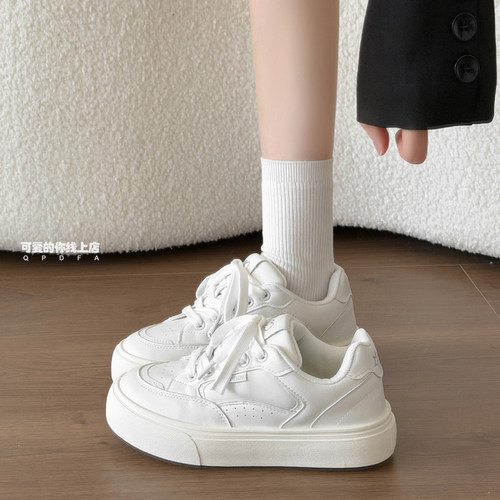 秋季韩系厚底增高小白板鞋女款