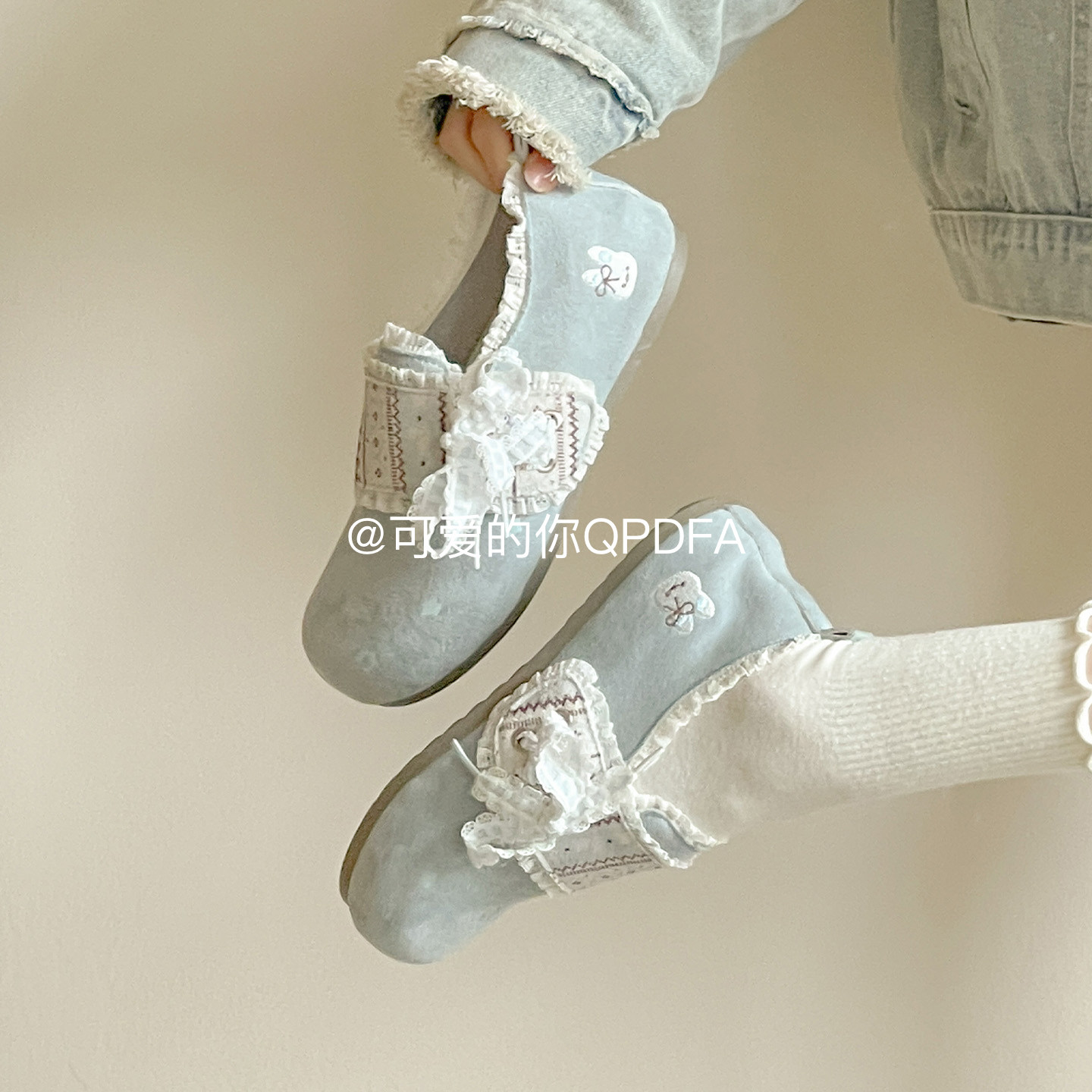 可爱的你 2026新款春款魔术贴懒人一脚蹬勃肯鞋女花边穆勒休闲鞋,女鞋,勃肯鞋/软木鞋,淘宝优惠券,粉丝福利购,淘宝优惠卷