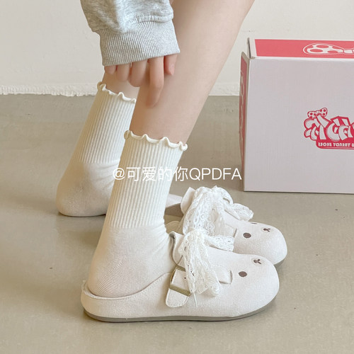 可爱的你超火一脚蹬勃肯鞋半拖女款2026新款春季卡通外穿包头拖鞋