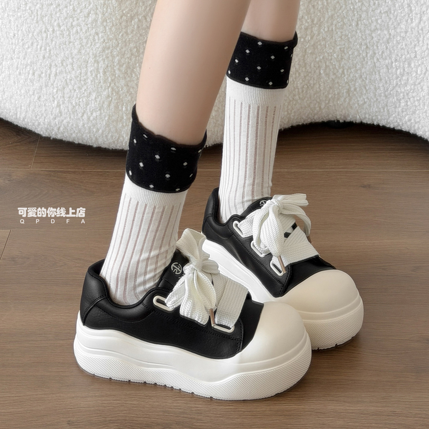 丑萌厚底小白鞋女百搭舒适图片