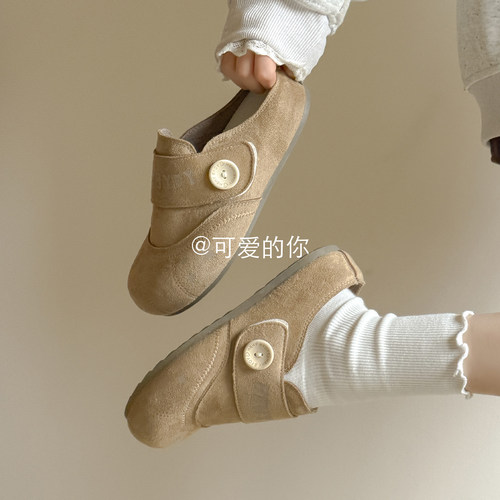 可爱的你勃肯鞋厚底单鞋女2026新款超火一脚蹬包头半拖鞋女夏外穿