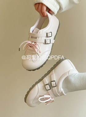 可爱的你 德训鞋配阔腿裤的鞋子女鞋2026新款休闲板鞋厚底小白鞋