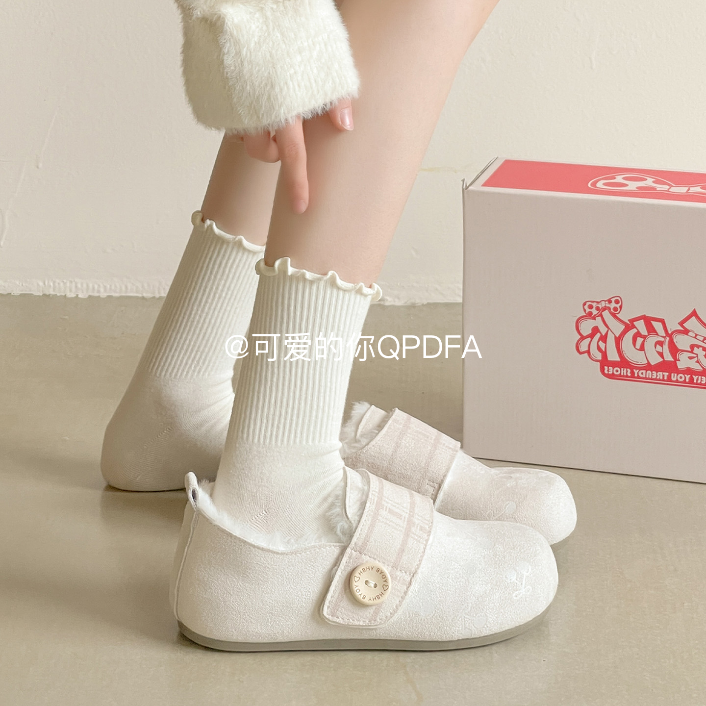 可爱的你一脚蹬复古加绒勃肯鞋全包女2025新款冬季外穿休闲鞋单鞋