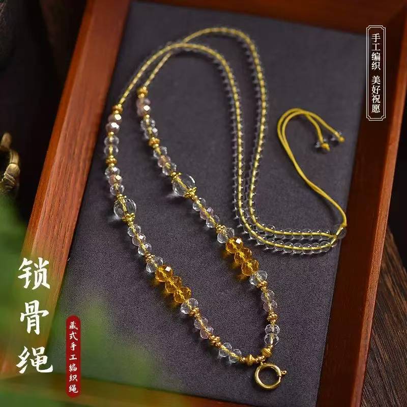 批发精品珠链多色搭配爆花晶唐卡挂链毛衣链快拆扣蜜蜡玉石项链