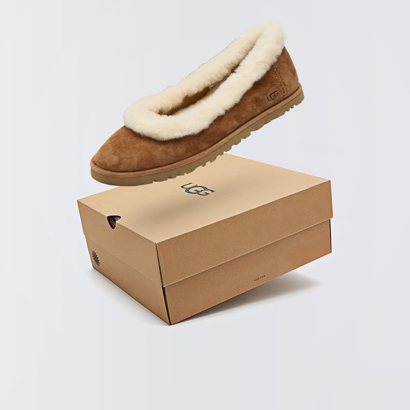 UGG Zora Ballwt Flat 女一脚蹬保暖平底毛毛乐福鞋豆豆鞋1178111